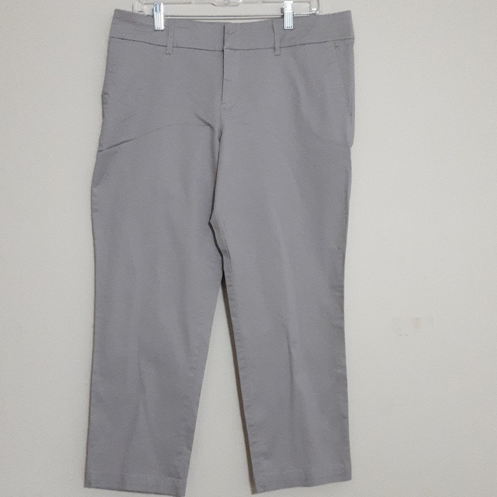 Kut Gray Cropped Pants Trouser 12 Casual Vacation Resort Stretch Beach Retro Y2k - Picture 12 of 13